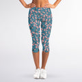 Pink Cherry Blossom Pattern Print Women's Capri Leggings