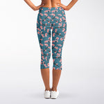 Pink Cherry Blossom Pattern Print Women's Capri Leggings