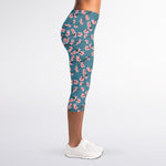 Pink Cherry Blossom Pattern Print Women's Capri Leggings
