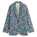 Pink Cherry Blossom Pattern Print Women's Cotton Blazer