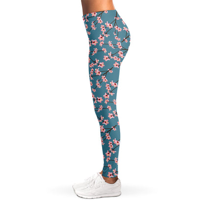Pink Cherry Blossom Pattern Print Women's Leggings