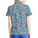 Pink Cherry Blossom Pattern Print Women's Polo Shirt