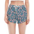 Pink Cherry Blossom Pattern Print Women's Split Running Shorts