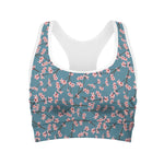 Pink Cherry Blossom Pattern Print Women's Sports Bra