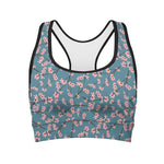 Pink Cherry Blossom Pattern Print Women's Sports Bra