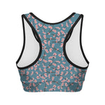Pink Cherry Blossom Pattern Print Women's Sports Bra