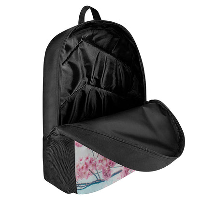 Pink Cherry Blossom Print 17 Inch Backpack