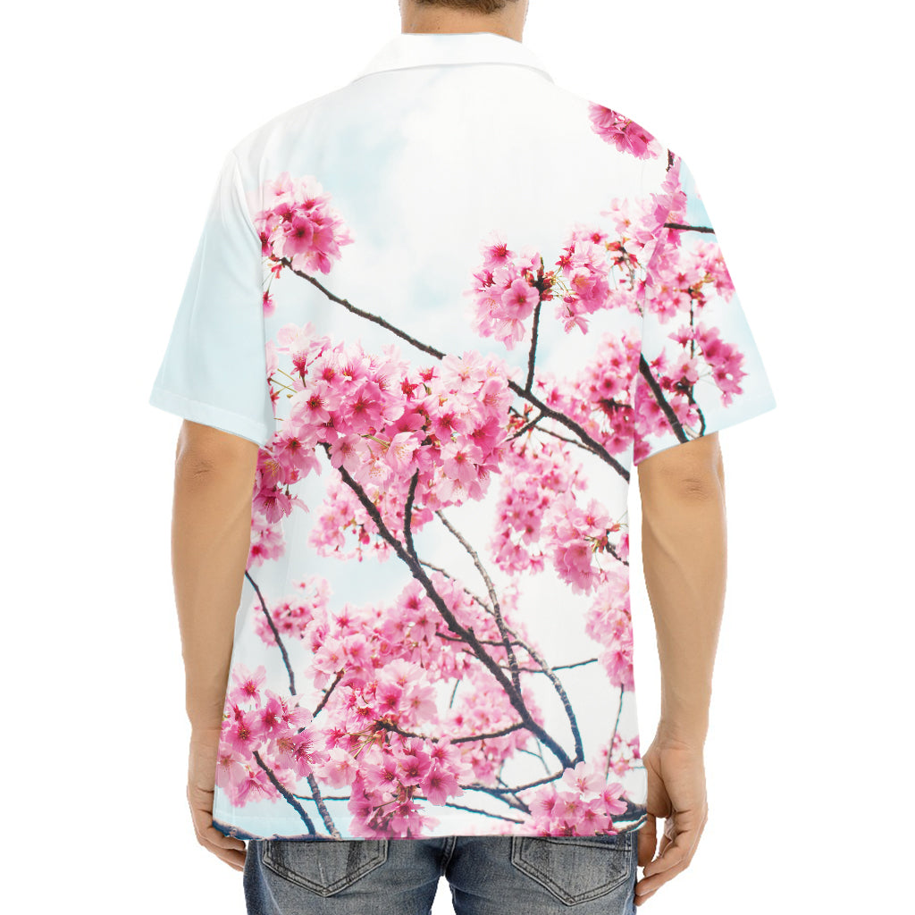 Pink Cherry Blossom Print Aloha Shirt
