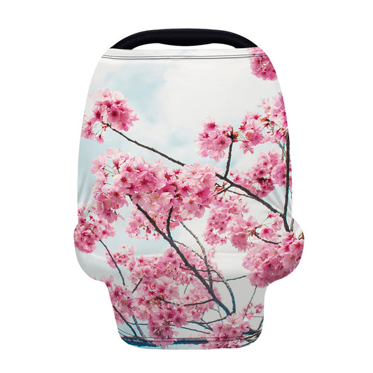 Pink Cherry Blossom Print Baby Seat Cover