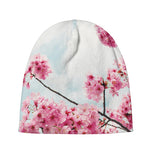 Pink Cherry Blossom Print Beanie