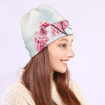 Pink Cherry Blossom Print Beanie