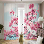 Pink Cherry Blossom Print Blackout Pencil Pleat Curtains