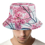 Pink Cherry Blossom Print Bucket Hat