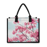Pink Cherry Blossom Print Canvas Tote Bag
