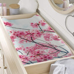 Pink Cherry Blossom Print Changing Pad Cover