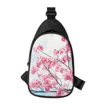 Pink Cherry Blossom Print Chest Bag