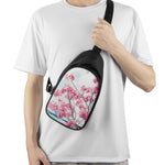 Pink Cherry Blossom Print Chest Bag