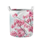 Pink Cherry Blossom Print Collapsible Laundry Basket