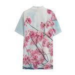 Pink Cherry Blossom Print Cotton Hawaiian Shirt