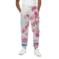 Pink Cherry Blossom Print Cotton Sweatpants