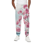 Pink Cherry Blossom Print Cotton Pants