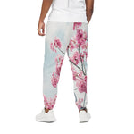 Pink Cherry Blossom Print Cotton Pants