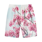 Pink Cherry Blossom Print Cotton Shorts