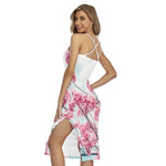 Pink Cherry Blossom Print Cross Back Cami Dress