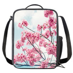 Pink Cherry Blossom Print Crossbody Lunch Bag