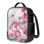Pink Cherry Blossom Print Crossbody Lunch Bag