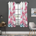 Pink Cherry Blossom Print Grommet Curtain Panels