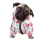 Pink Cherry Blossom Print Dog Zip Up Hoodie
