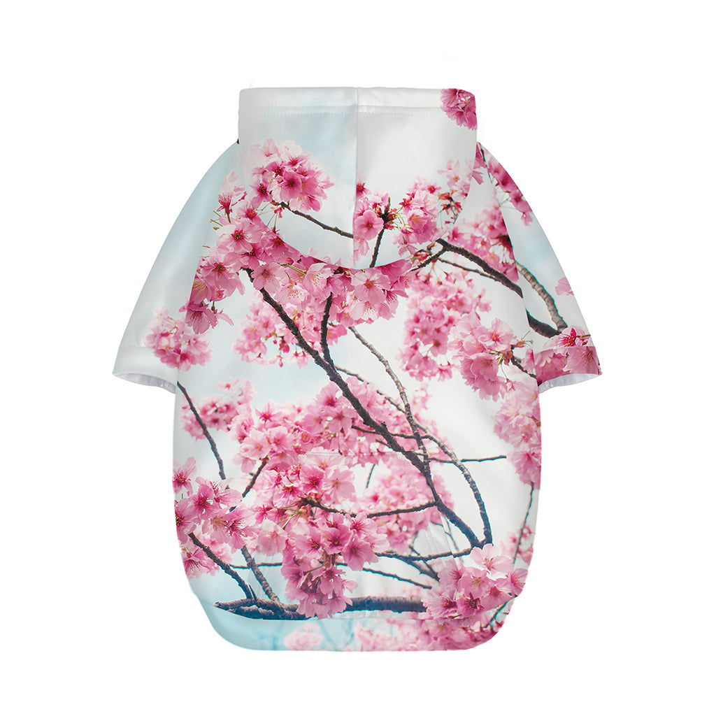 Pink Cherry Blossom Print Dog Zip Up Hoodie