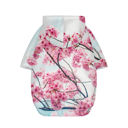 Pink Cherry Blossom Print Dog Zip Up Hoodie