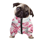 Pink Cherry Blossom Print Dog Zip Up Jacket