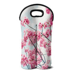 Pink Cherry Blossom Print Double Neoprene Wine Tote