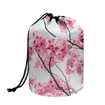 Pink Cherry Blossom Print Drawstring Makeup Bag