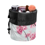 Pink Cherry Blossom Print Drawstring Makeup Bag