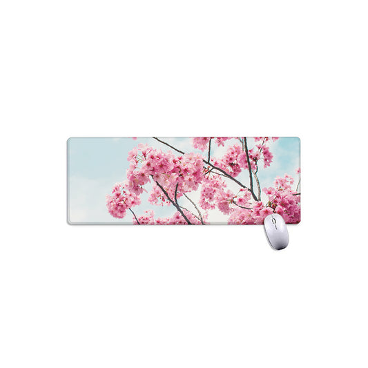 Pink Cherry Blossom Print Extended Mouse Pad