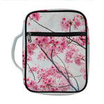 Pink Cherry Blossom Print Front Pocket Bible Bag