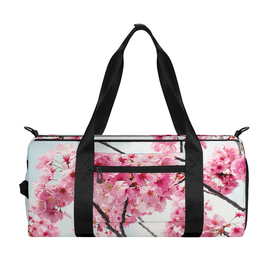 Pink Cherry Blossom Print Gym Bag