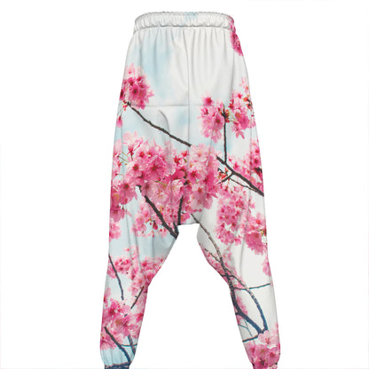 Pink Cherry Blossom Print Hammer Pants