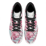 Pink Cherry Blossom Print High Top Leather Sneakers