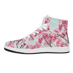 Pink Cherry Blossom Print High Top Leather Sneakers