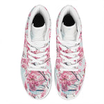 Pink Cherry Blossom Print High Top Leather Sneakers