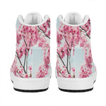 Pink Cherry Blossom Print High Top Leather Sneakers