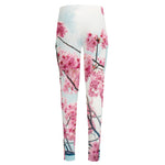 Pink Cherry Blossom Print High-Waisted Pocket Leggings