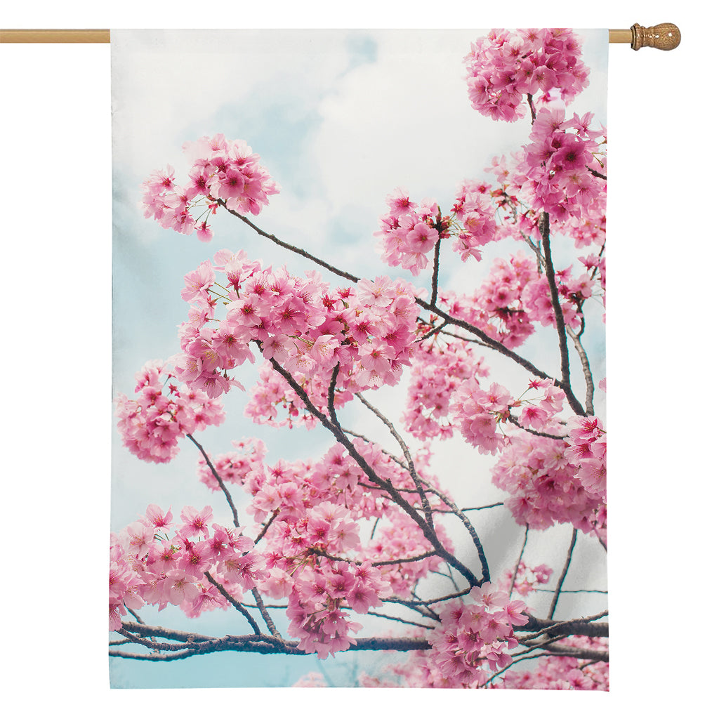 Pink Cherry Blossom Print House Flag