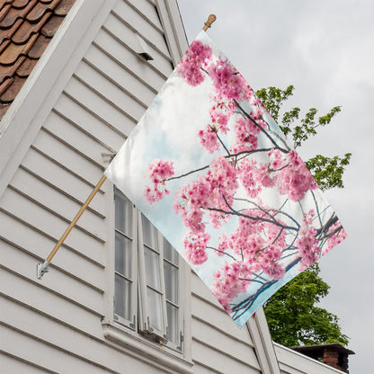 Pink Cherry Blossom Print House Flag