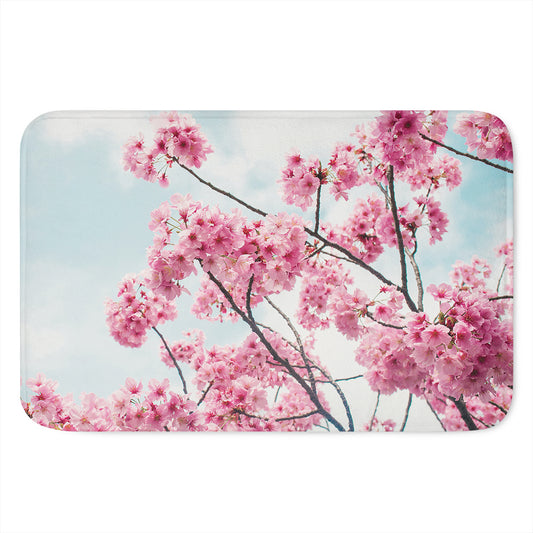 Pink Cherry Blossom Print Indoor Door Mat